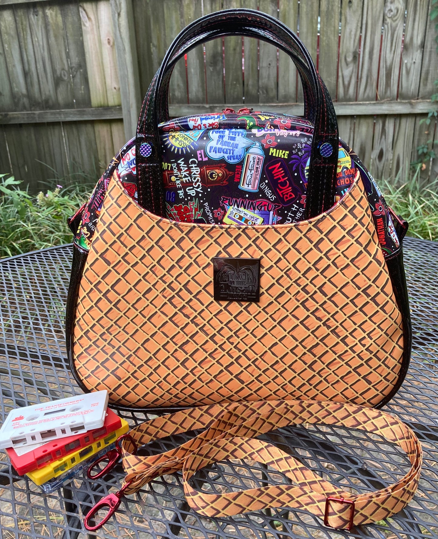 Coffee and Contimplation Bowler Handbag with Crossbody Strap
