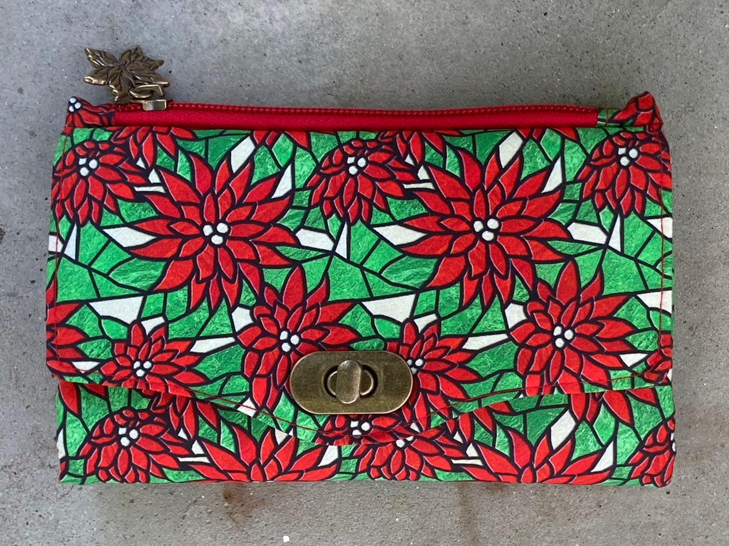 Poinsettia Folding Clutch Wallet