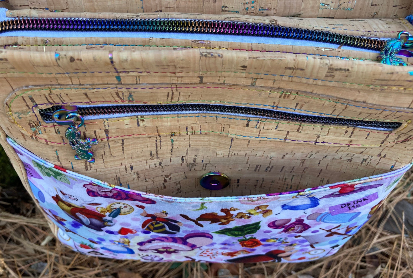 Inspired Tea Party Zippered Pocket Crossbody Bag