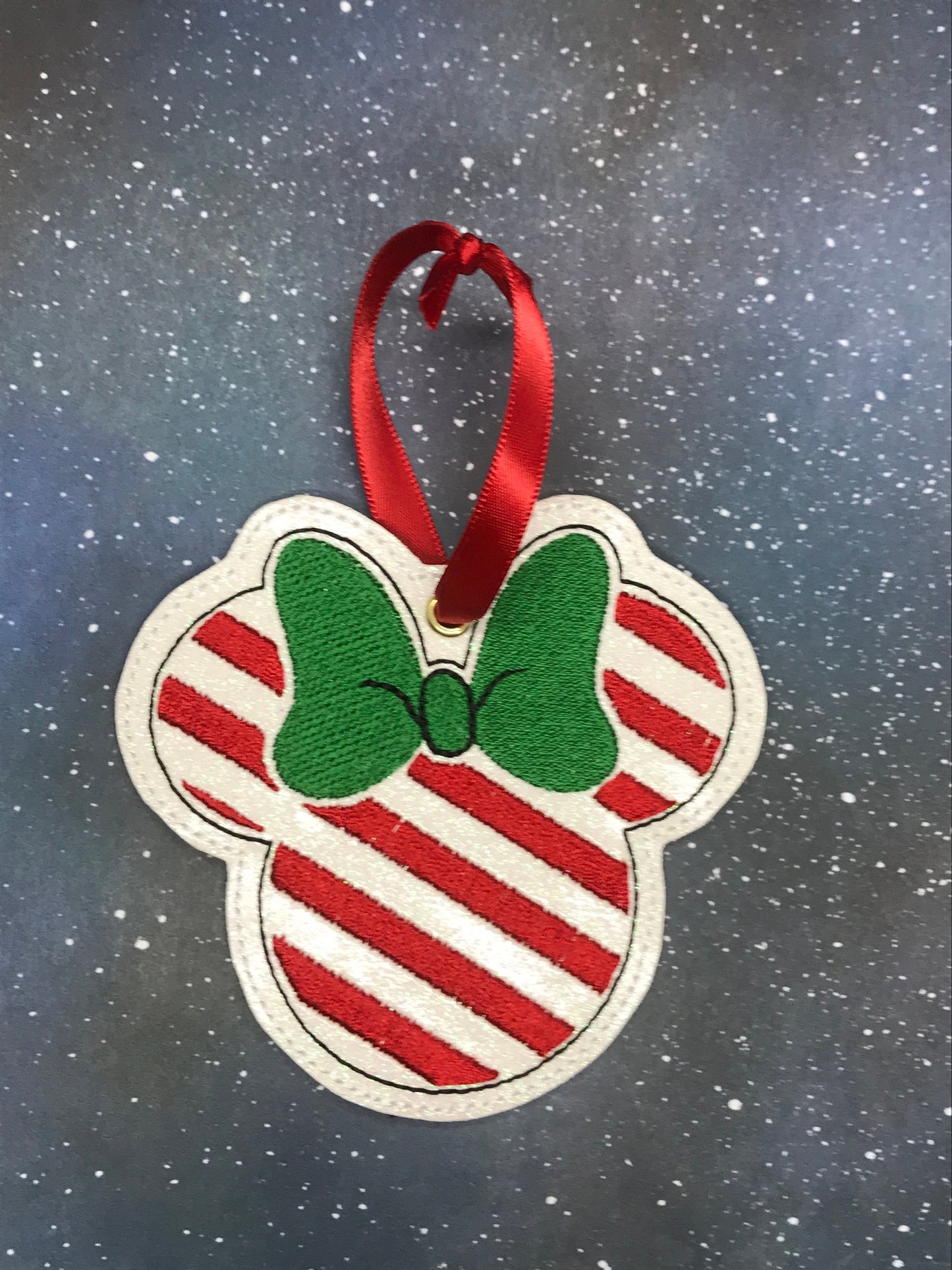Mister and Miss Mouse Head Christmas Ornaments