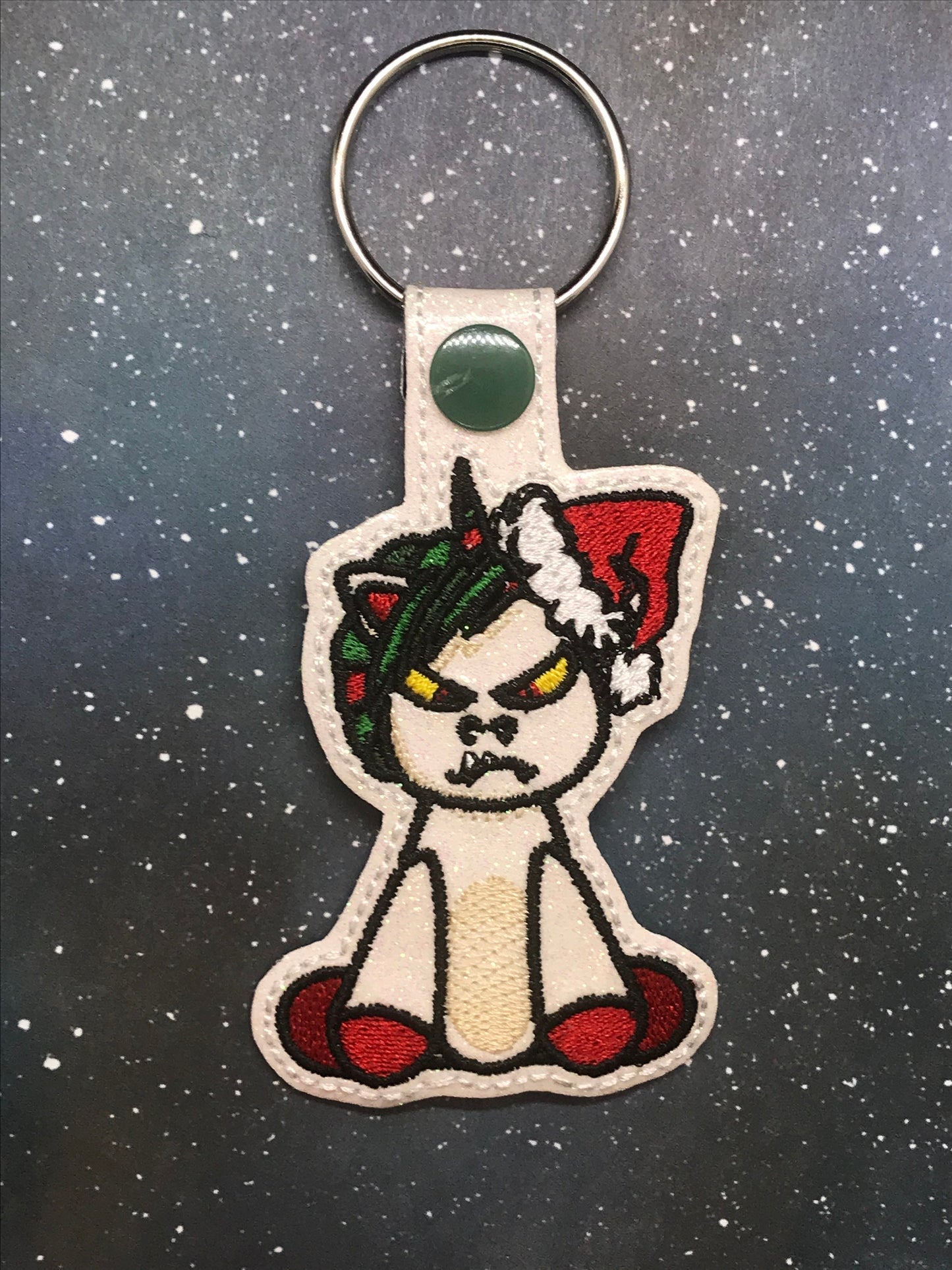 Snarky Christmas Unicorn and Narwhal Snaptab Keychain