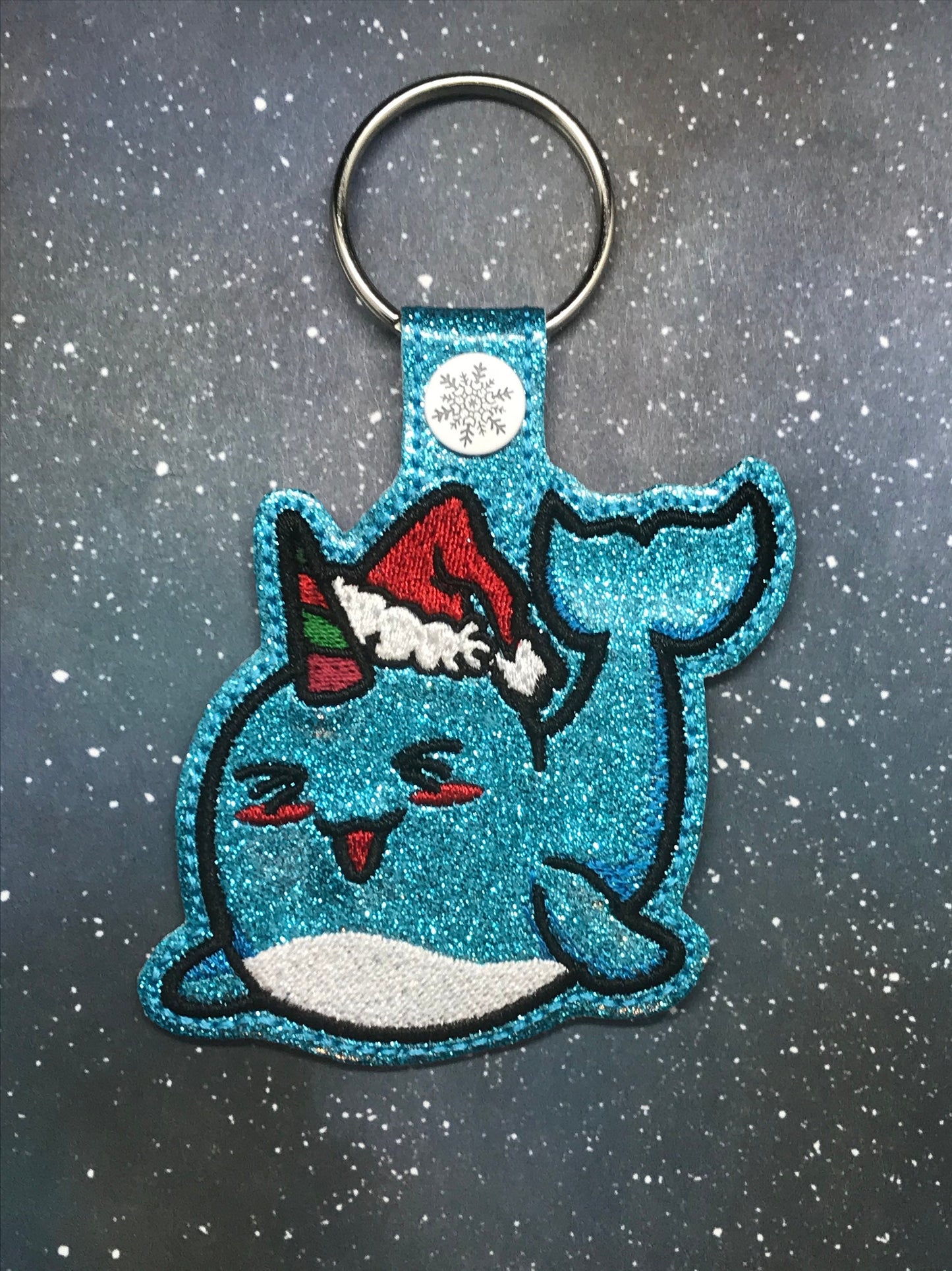 Snarky Christmas Unicorn and Narwhal Snaptab Keychain
