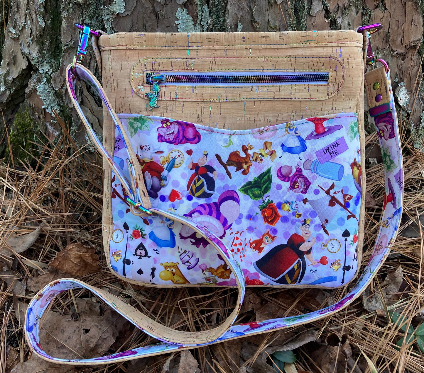 Inspired Tea Party Zippered Pocket Crossbody Bag
