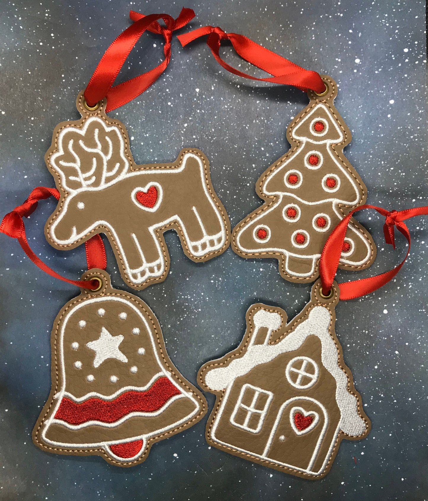 Embroidered Gingerbread Ornaments