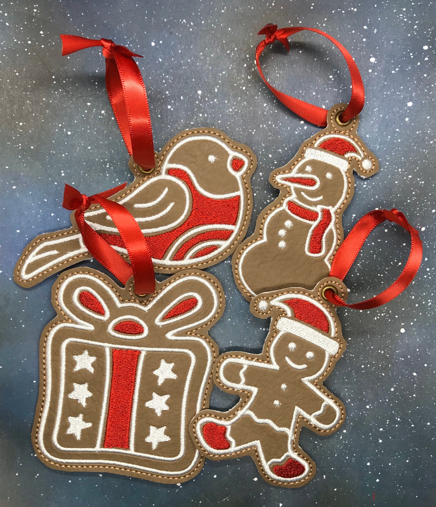 Embroidered Gingerbread Ornaments