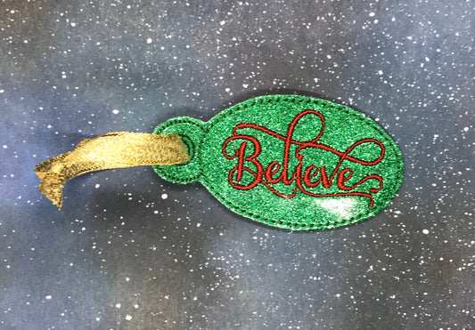 Believe Christmas Ornament and Snaptab Keychain