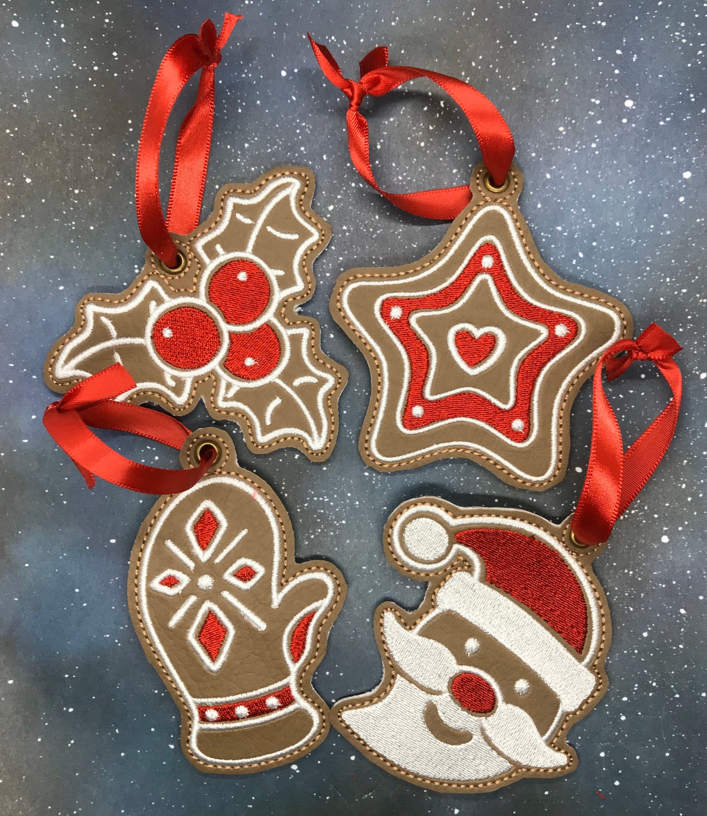 Embroidered Gingerbread Ornaments