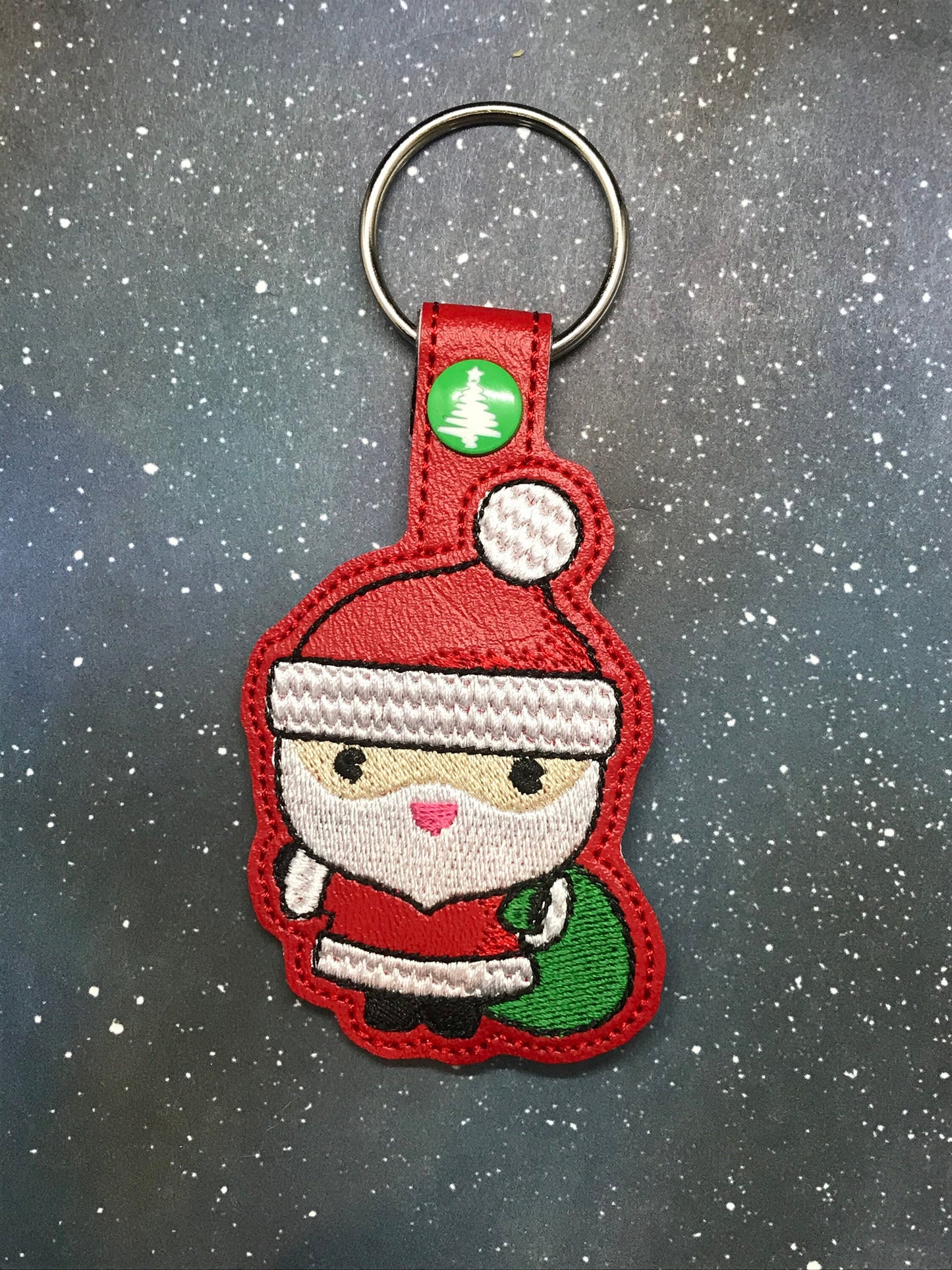 Santa and His Reindeer Snaptab Keychain