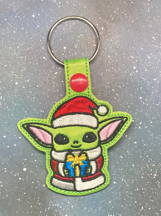 Baby Green Alien Santa Snaptab Keychain