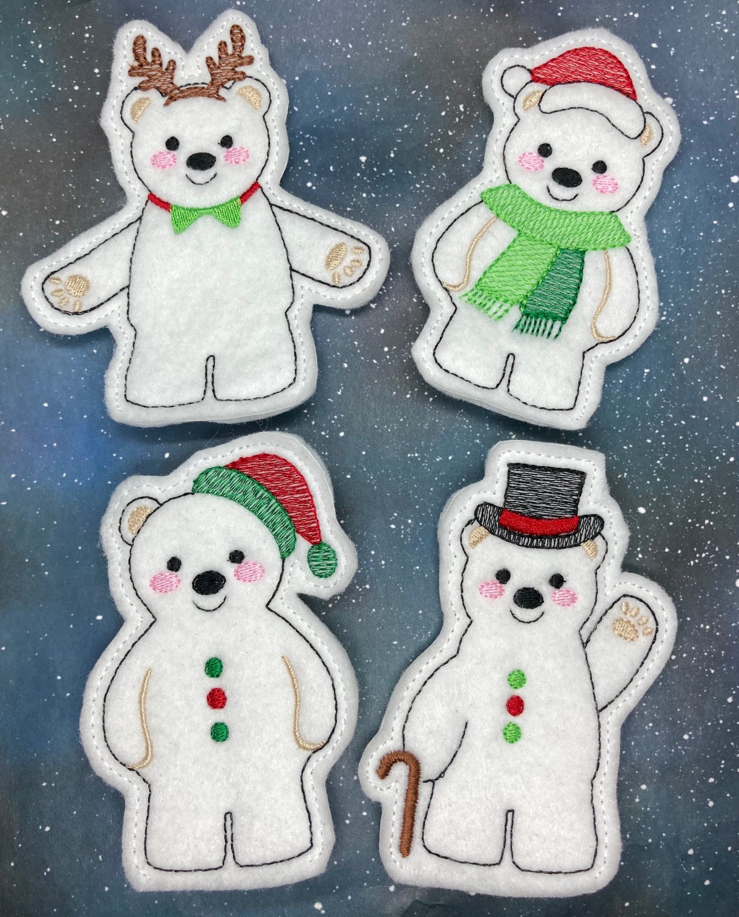 Christmas Polar Bear Finger Puppet Set